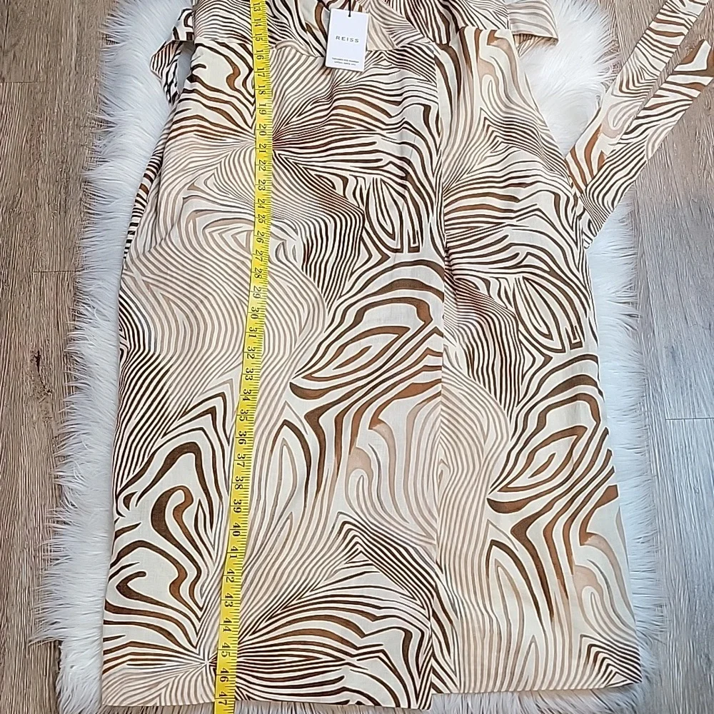 REISS | Rosie Animal Print Faux Wrap Style Dress - Picture 13 of 16